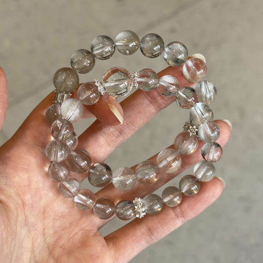 Silver rutilated quartz bracelet | High-quality natural stone for all purification | Power stone for mental stability